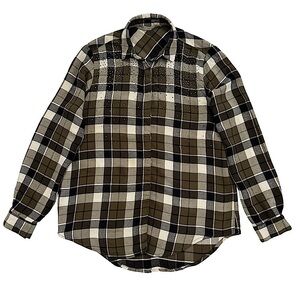 Zara Basic Plaid‎ Button-Down Rhinestone Embellished Top Blouse Shirt, Size, M